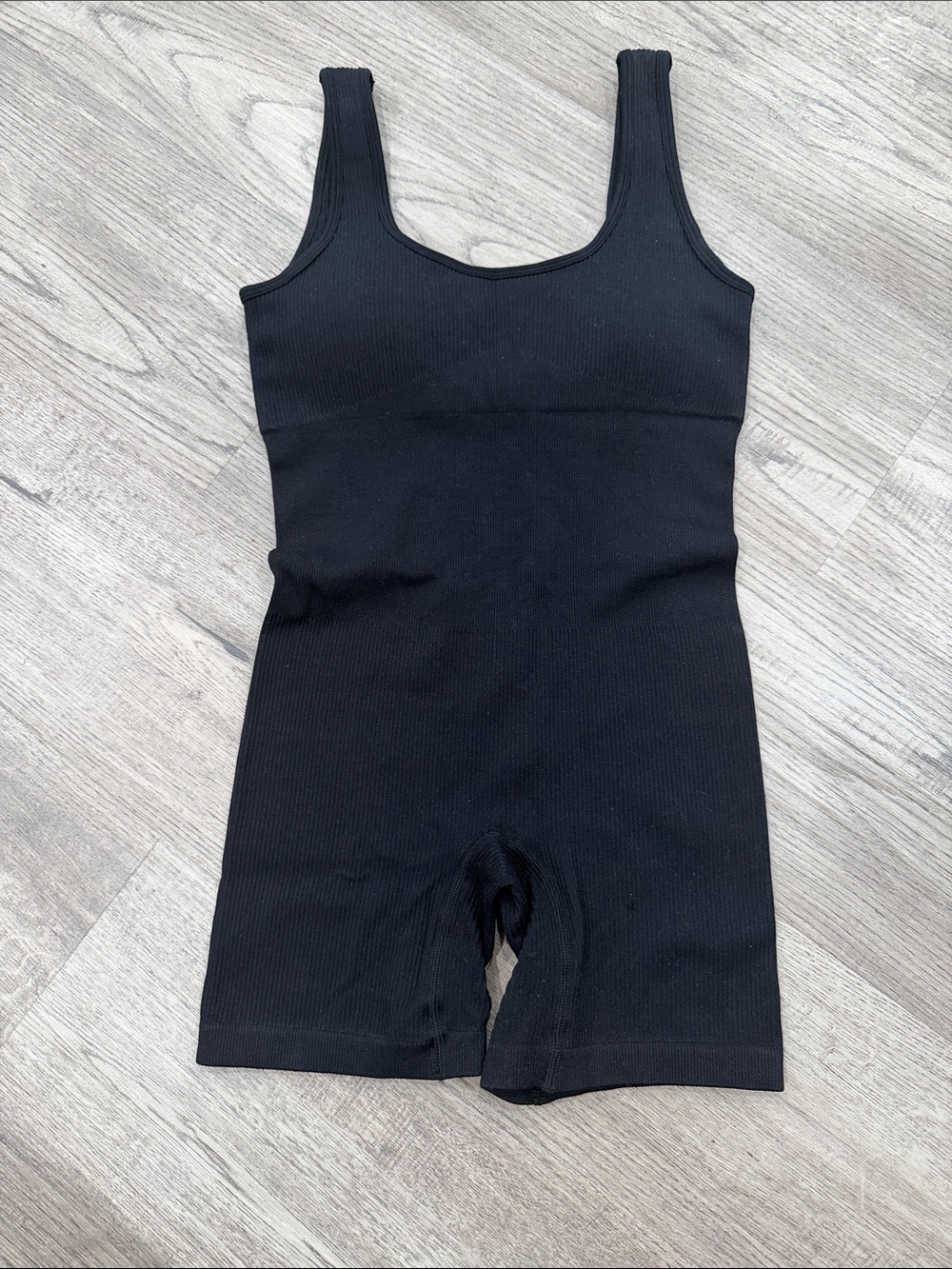 Black Ribbed women’s one piece activewear bodysuit